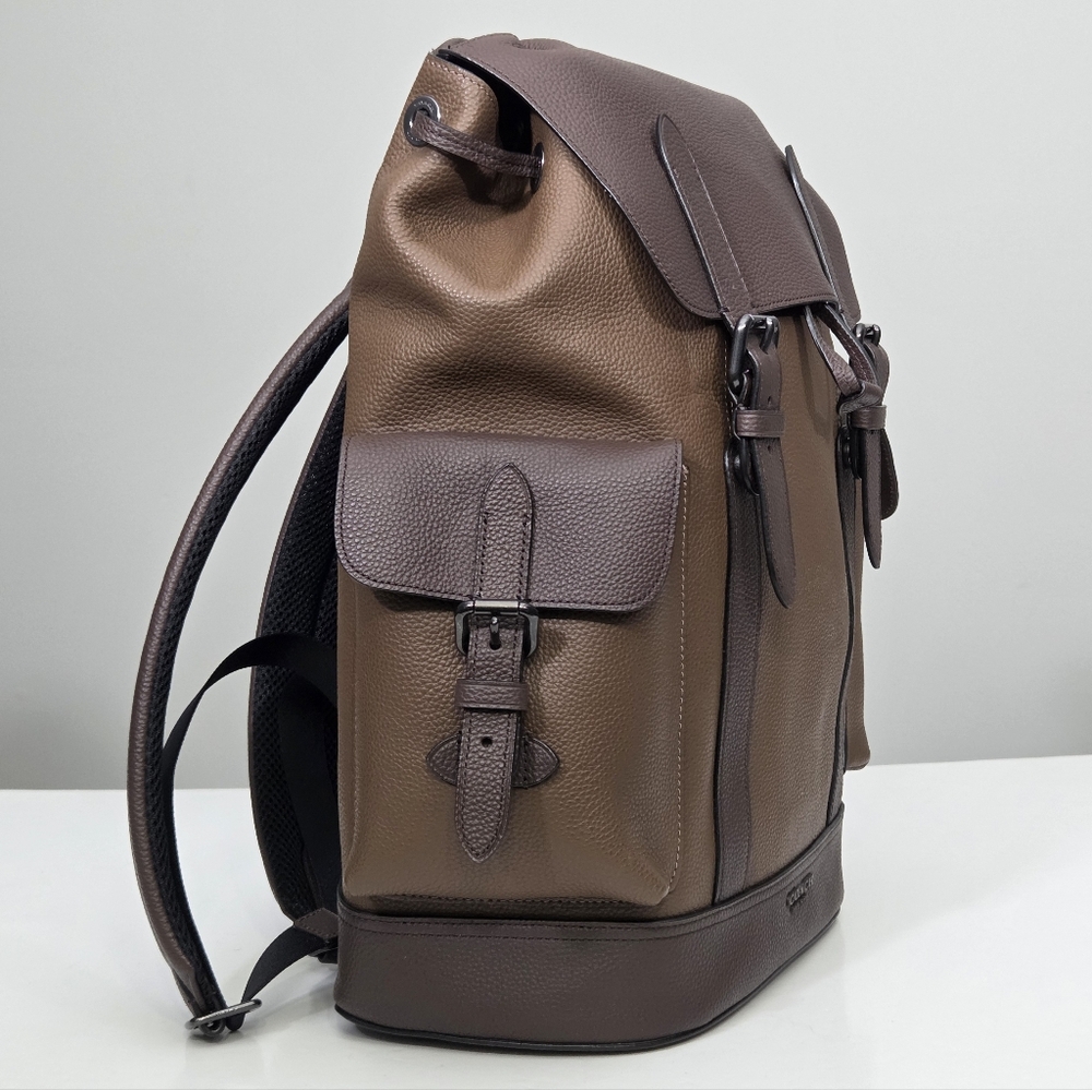 LIKE NEW COACH HUDSON BACKPACK BAG IN COLORBLOCK - GUNMETAL TOBACCO MAHOGANY - Picture 4 of 9